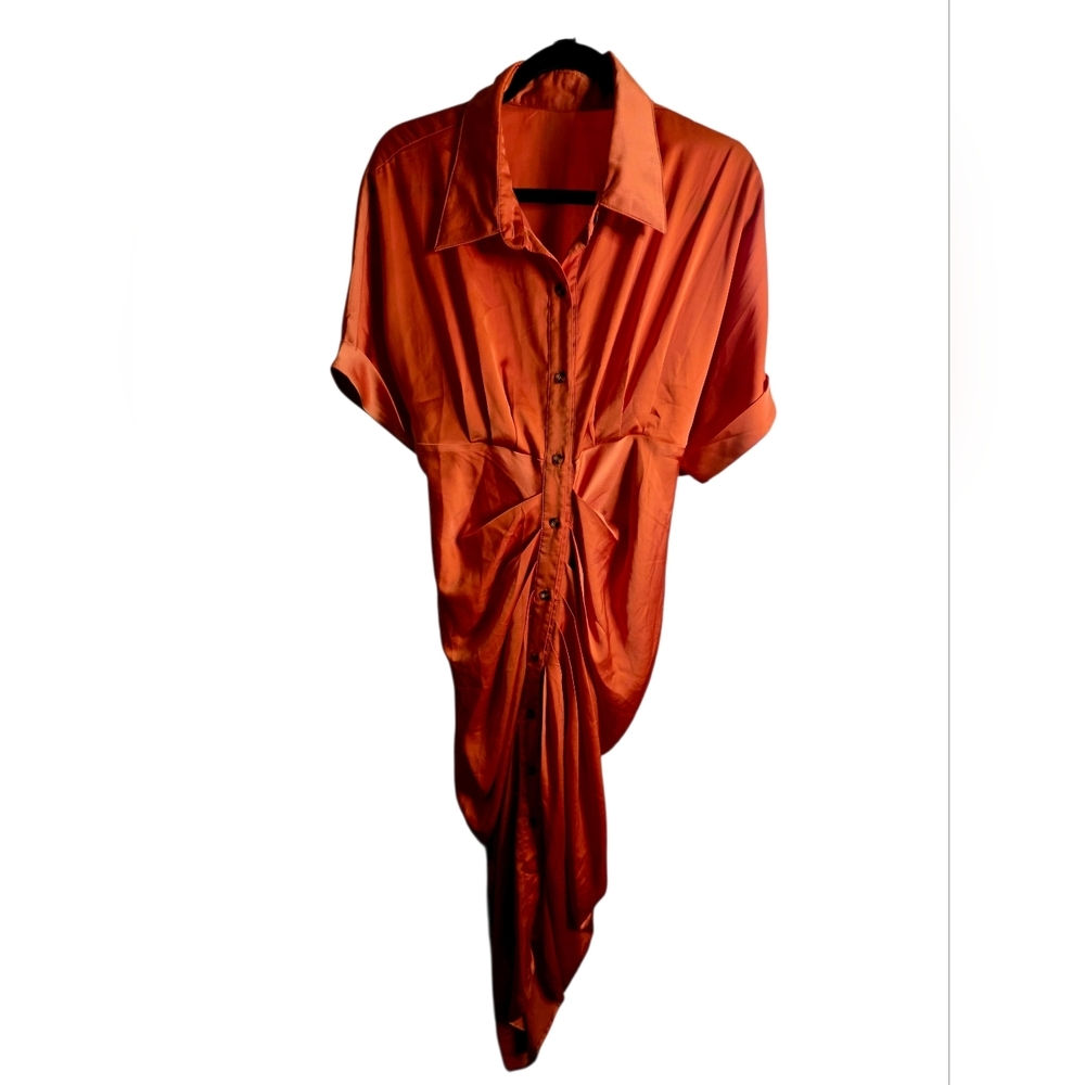 Orange Button-Down Maxi Dress XL - Picture 2 of 5